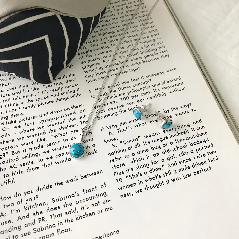 S925 Silver Mini Trendy Turquoise Stud Earrings