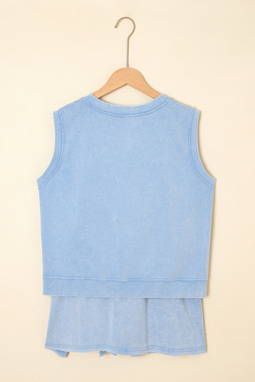 Myosotis 2 Pieces Mineral Wash Cotton Tank Top Lined Split Skirt Set