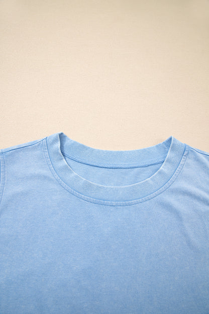 Myosotis 2 Pieces Mineral Wash Cotton Tank Top Lined Split Skirt Set