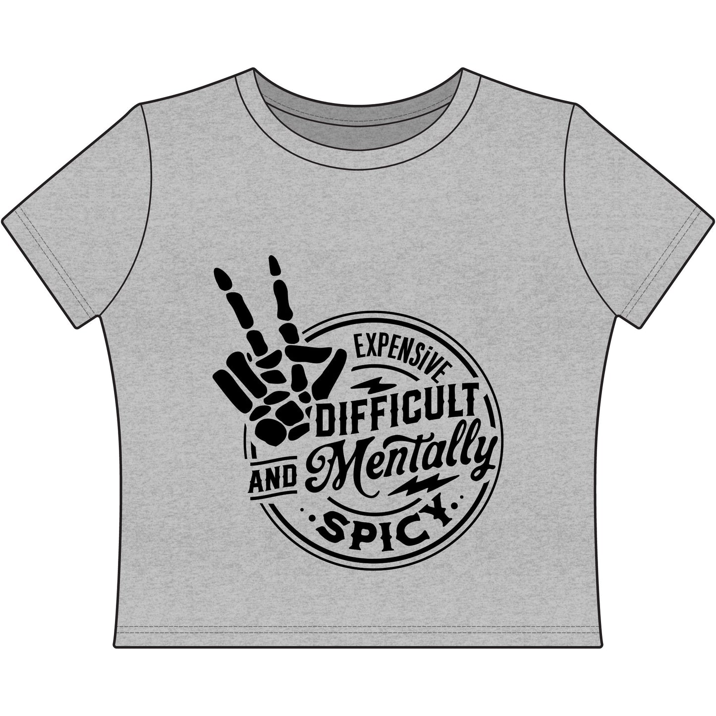 Women's Baby Tee — "Expensive, Difficult and Mentally Spicy" Graphic Crop Top