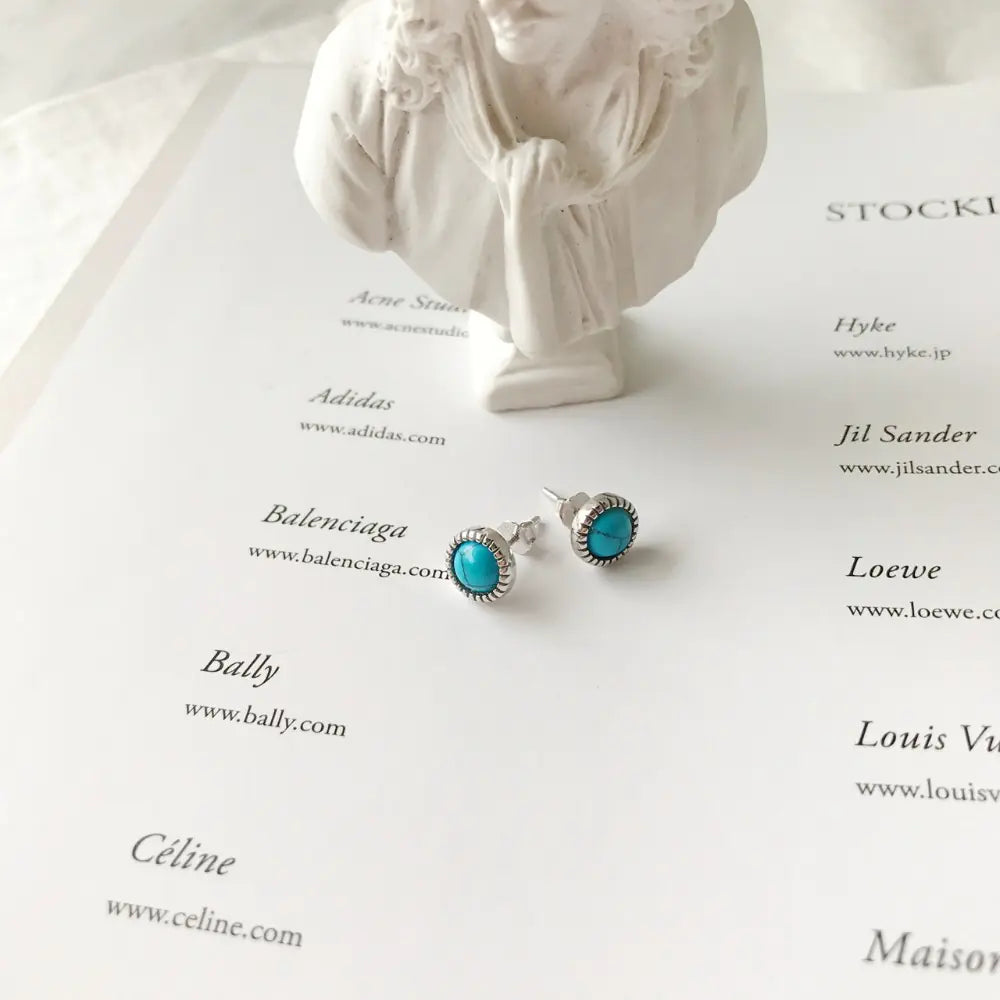 S925 Silver Mini Trendy Turquoise Stud Earrings
