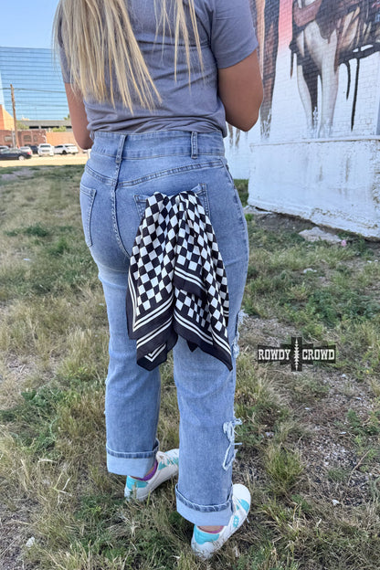 SMALL Black Checkered Out Wild Rag/ Scarf