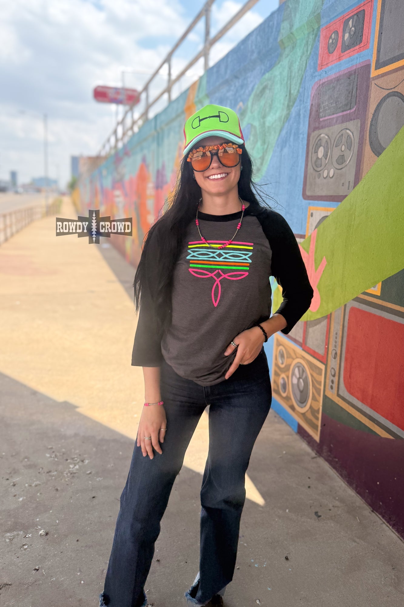 Neon Boot Stitch Raglan