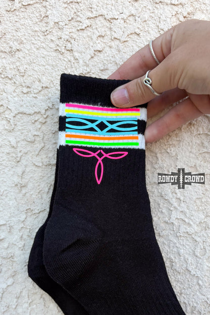 Neon Boot Stitch Socks