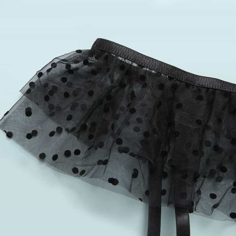 Lace Bustier Bra Set Ruffle Details