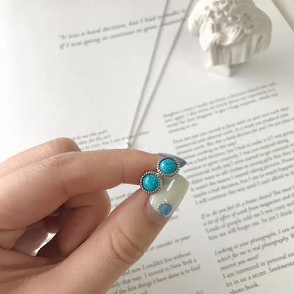 S925 Silver Mini Trendy Turquoise Stud Earrings