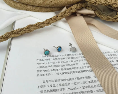 S925 Silver Mini Trendy Turquoise Stud Earrings