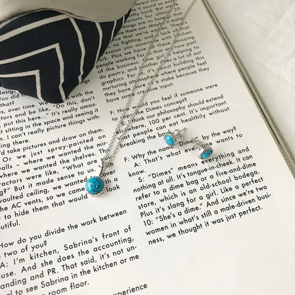 S925 Silver Mini Trendy Turquoise Stud Earrings