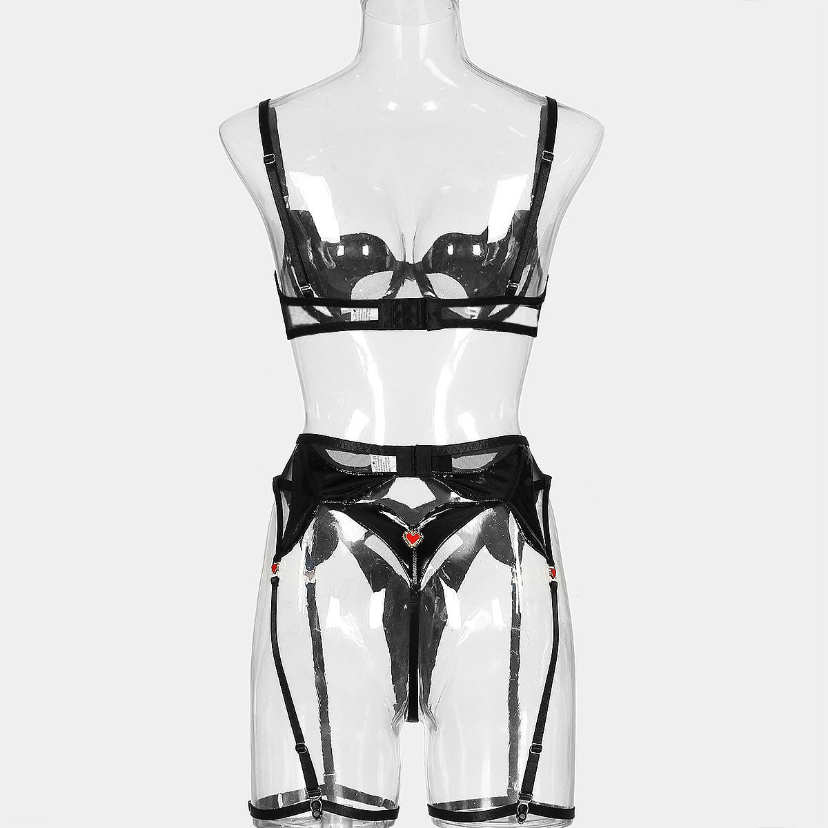 Wholesale Elegant See-Through Sexy Suit with Love Pendant Strapy Details