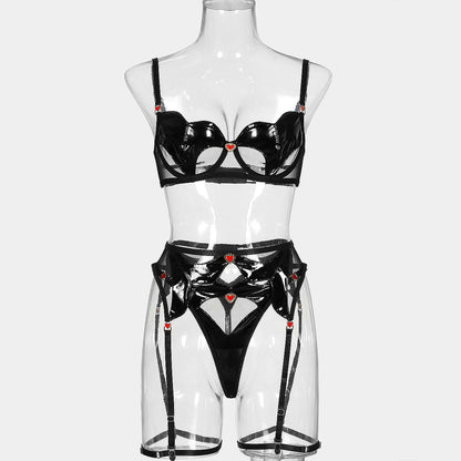 Wholesale Elegant See-Through Sexy Suit with Love Pendant Front View