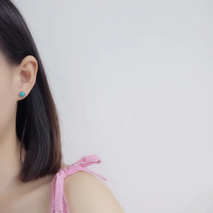 S925 Silver Mini Trendy Turquoise Stud Earrings