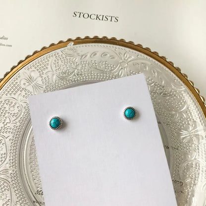 S925 Silver Mini Trendy Turquoise Stud Earrings