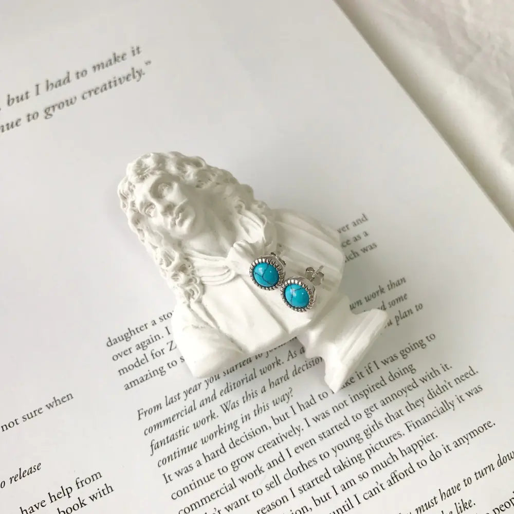 S925 Silver Mini Trendy Turquoise Stud Earrings