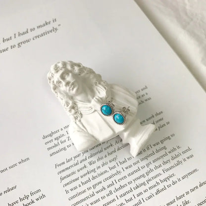 S925 Silver Mini Trendy Turquoise Stud Earrings