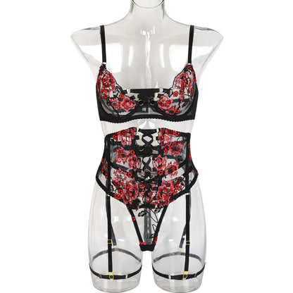 Cross-Border New Women's Embroidered Lingerie Set